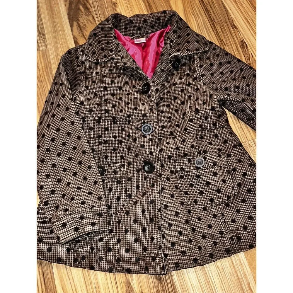 Gymboree Girls Jacket Coat Sz 6 Brown Polka Dot Vintage VTG‎